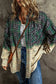 Blackish green contrast plaid patchwork chest pocket button up shacket - shackets