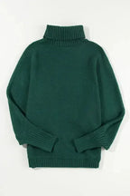 Blackish Green Embroidered High Neck Merry Sweater - Fashionfitz