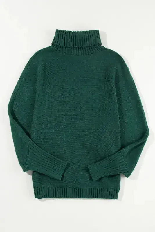Blackish Green Embroidered High Neck Merry Sweater - Fashionfitz