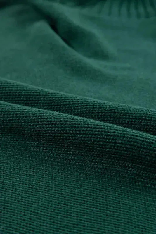 Blackish Green Embroidered High Neck Merry Sweater - Fashionfitz