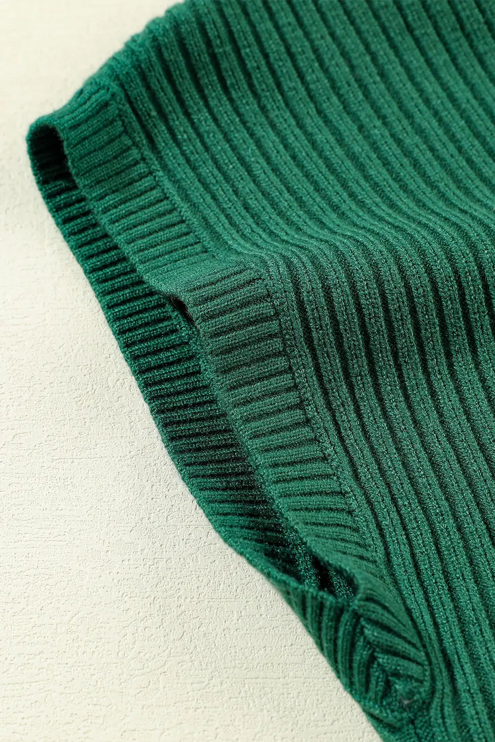 Blackish green patch pocket ribbed knit short sleeve sweater - sweaters & cardigans