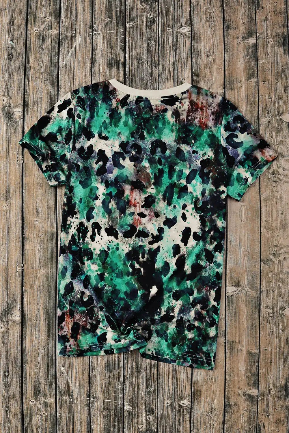 Blank graphic leopard dyed print t shirt - t-shirts