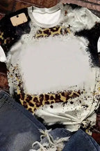 Bleached Leopard Short Sleeve Top - Fashionfitz