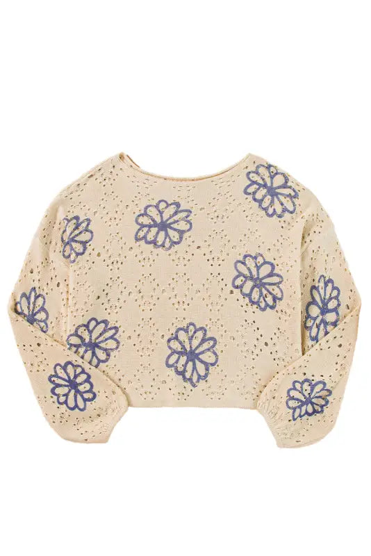 Blossom beige eyelet sweater | trendy & cool | fashionfitz