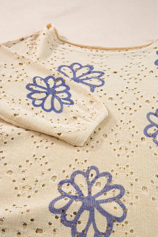 Blossom beige eyelet sweater | trendy & cool | fashionfitz