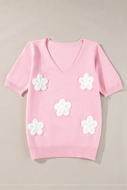 Blossom breeze crochet sweater - sweaters & cardigans/short sleeve