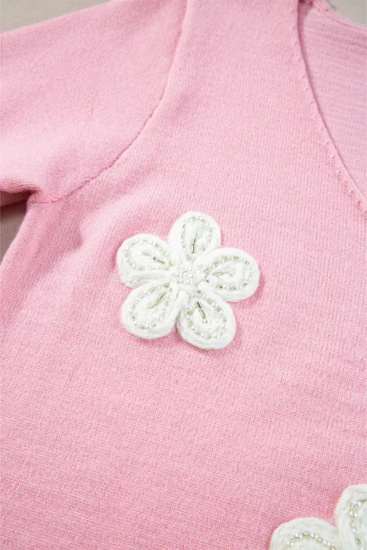 Blossom breeze crochet sweater - sweaters & cardigans/short sleeve