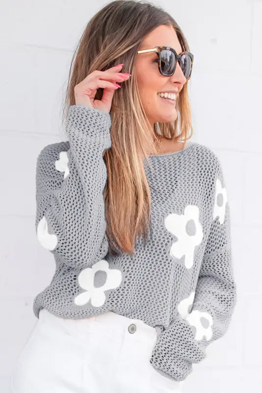 Blossom breeze knit sweater - sweaters