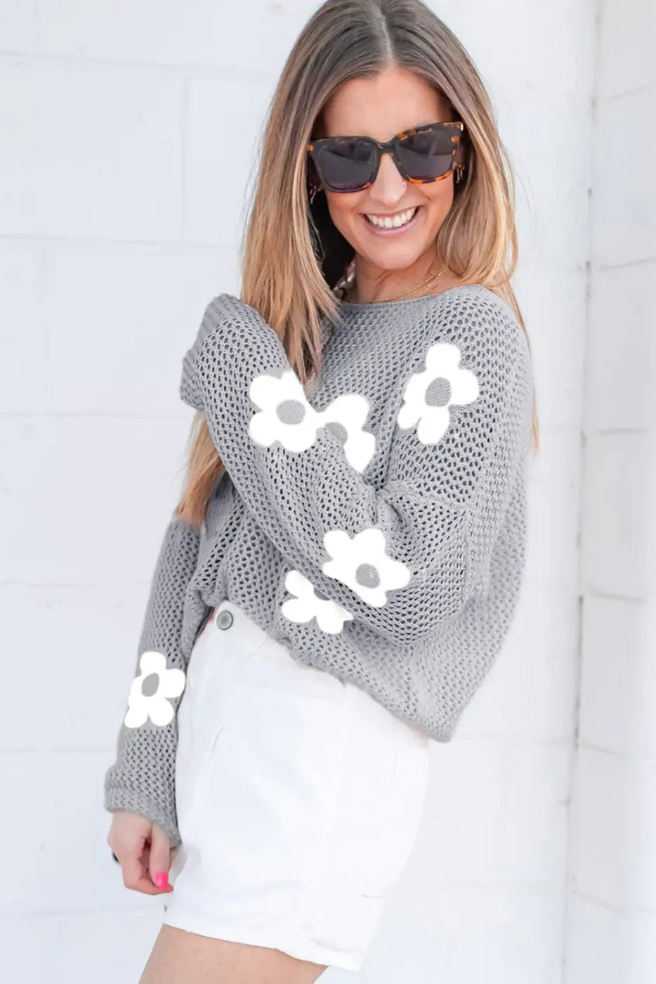 Blossom breeze knit sweater - sweaters