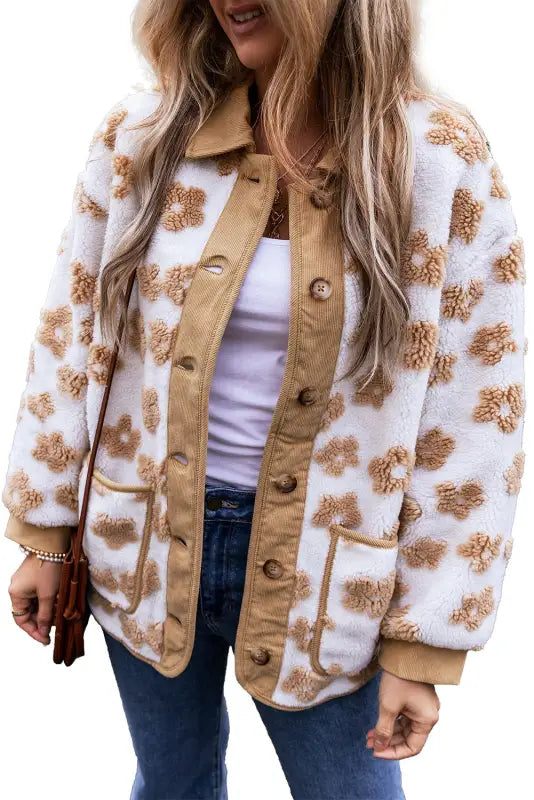 Blossom cozy fleece jacket - beige | fashionfitz