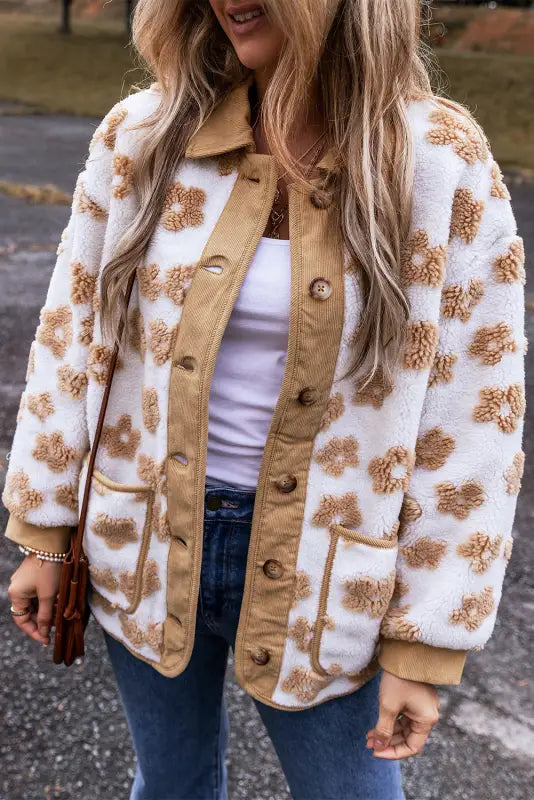 Blossom cozy fleece jacket - beige | fashionfitz