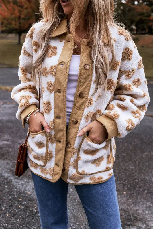 Blossom cozy fleece jacket - beige | fashionfitz