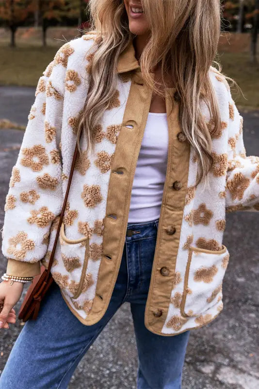 Blossom cozy fleece jacket - beige | fashionfitz