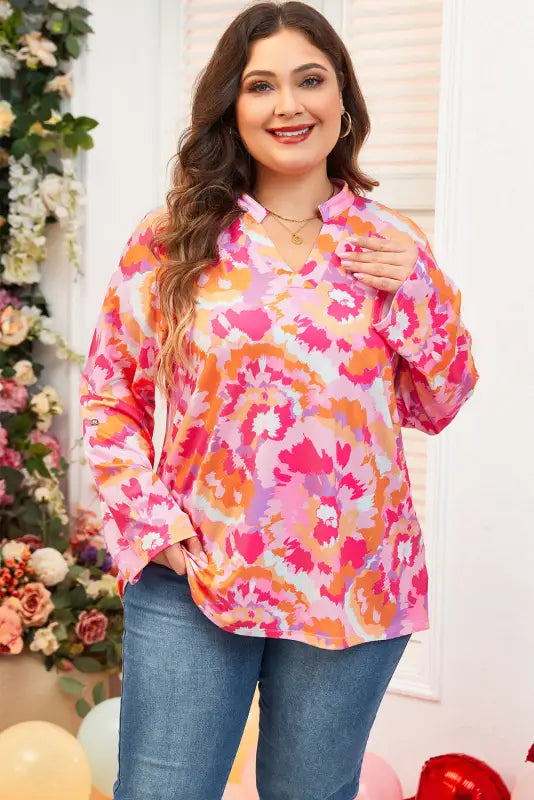 Blossom curve v-neck blouse | floral tops | fashionfitz