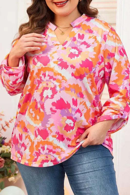 Blossom curve v-neck blouse | floral tops | fashionfitz