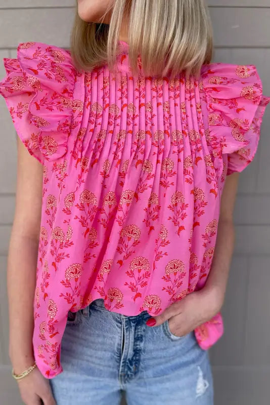 Blossom rouge ruffle blouse - rose red / xs / 100% polyester - blouses