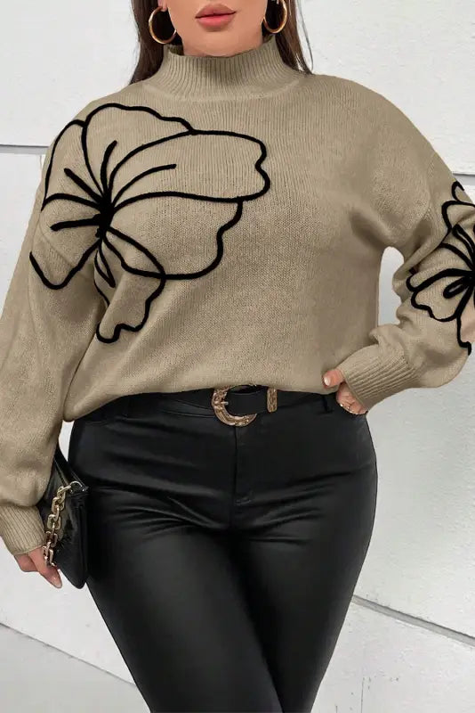 Blossomplus sweater - cozy & stylish plus size floral high neck