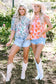 Light Blue Abstract Print Puff Sleeve Mock Neck Blouse - Fashionfitz