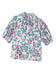 Light Blue Abstract Print Puff Sleeve Mock Neck Blouse - Fashionfitz