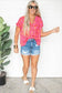 Pink Leopard V Neck Short Sleeve Blouse - Fashionfitz