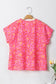 Pink Leopard V Neck Short Sleeve Blouse - Fashionfitz