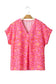 Pink Leopard V Neck Short Sleeve Blouse - Fashionfitz