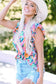 Rose Red Floral Print Ruffled Flutter Sleeve Blouse - Fashionfitz