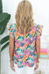 Rose Red Floral Print Ruffled Flutter Sleeve Blouse - Fashionfitz
