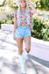 Rose Red Floral Print Ruffled Flutter Sleeve Blouse - Fashionfitz