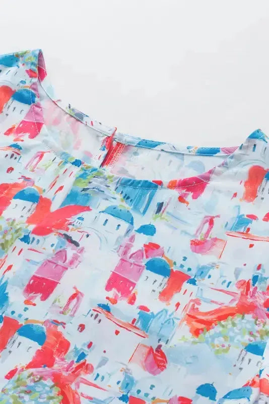 Sky Blue Parisian Avenue Babydoll Top - Fashionfitz