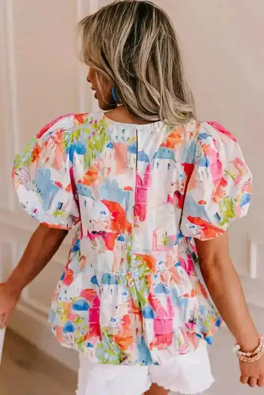 Sky Blue Parisian Avenue Babydoll Top - Fashionfitz