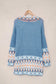 Blue aztec knit duster cardigan - cardigans