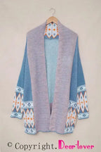 Blue Aztec Knit Duster Cardigan - Fashionfitz