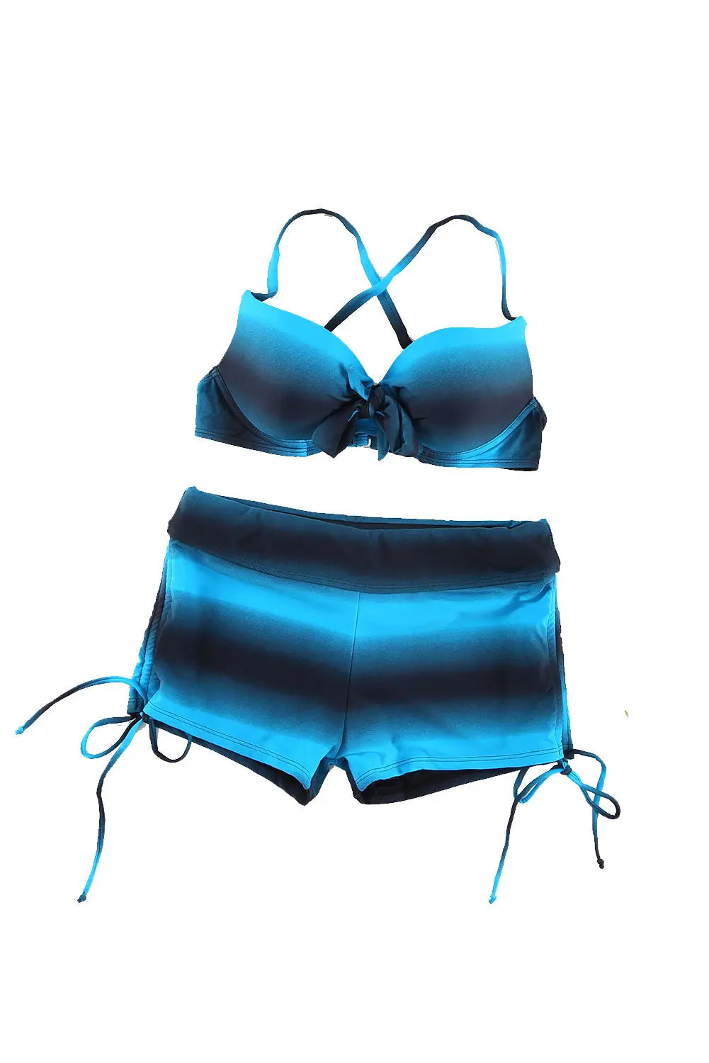 Blue black ombre shading push up bikini and boardshort - bikinis