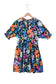 Blue collared split neck floral flared dress - dresses