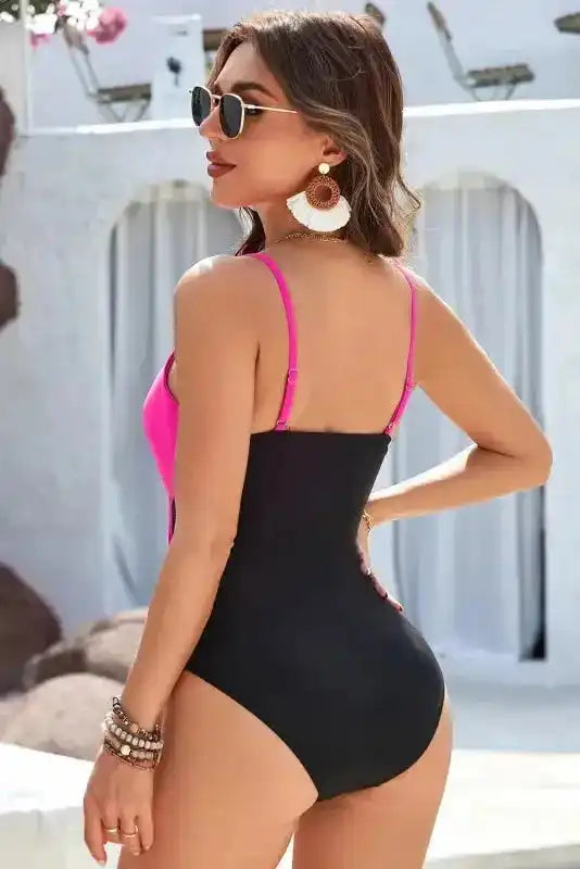 Blue Crossover Cutout One Piece Swimsuit - Fashionfitz