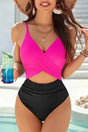Blue Crossover Cutout One Piece Swimsuit - Fashionfitz