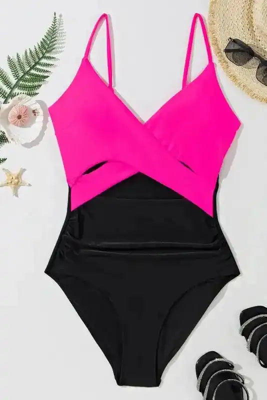 Blue Crossover Cutout One Piece Swimsuit - Fashionfitz