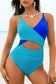 Blue Crossover Cutout One Piece Swimsuit - Fashionfitz
