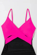 Blue Crossover Cutout One Piece Swimsuit - Fashionfitz