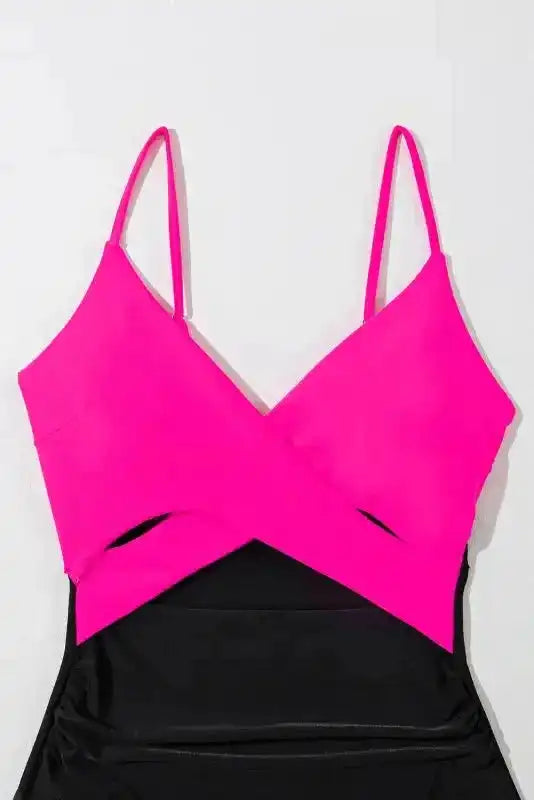 Blue Crossover Cutout One Piece Swimsuit - Fashionfitz