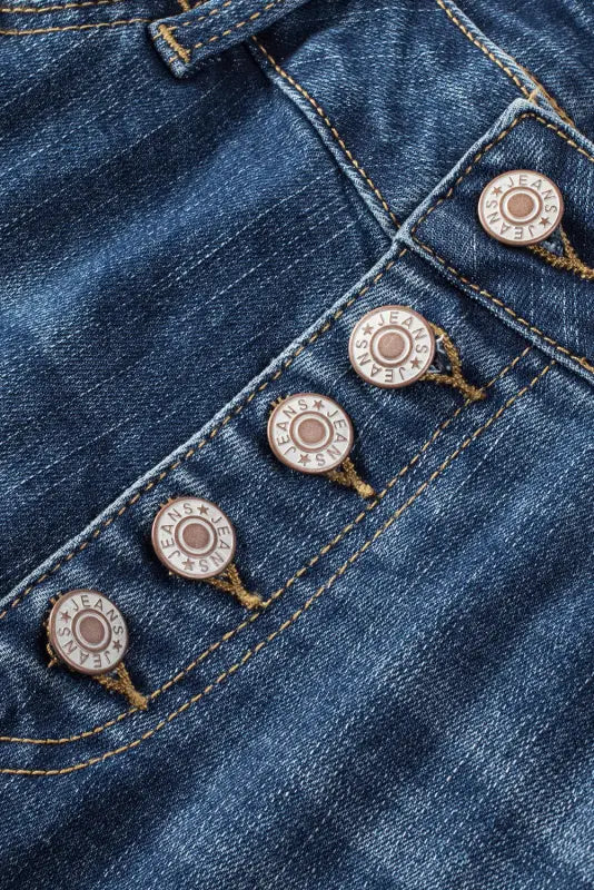 Blue distressed button fly high waist skinny jeans - bottoms