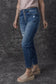 Blue distressed button fly high waist skinny jeans - bottoms