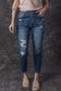 Blue distressed button fly high waist skinny jeans - bottoms