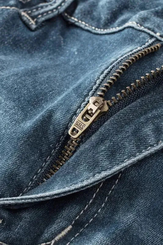 Blue Distressed Ripped Skinny Jeans - Fashionfitz
