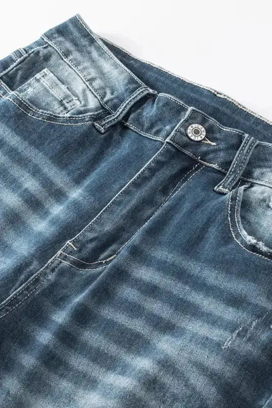 Blue Distressed Ripped Skinny Jeans - Fashionfitz