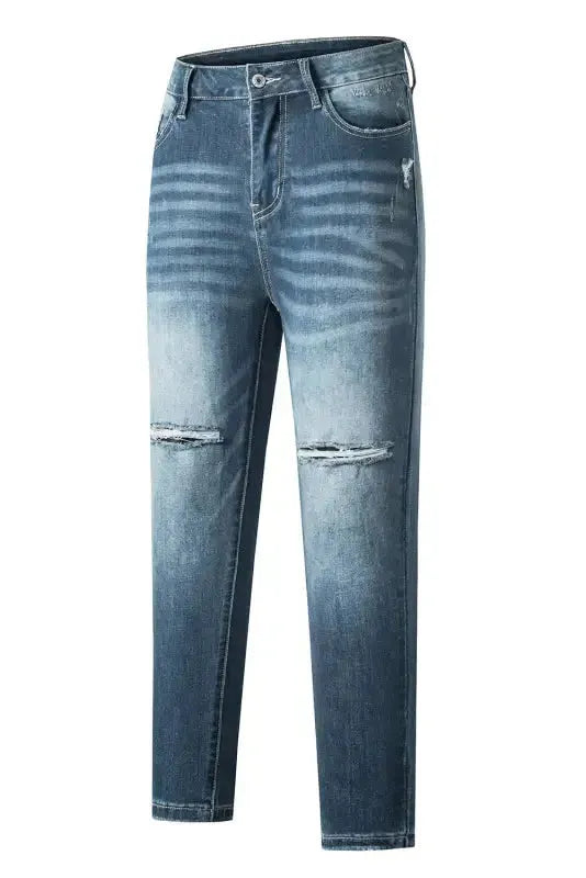 Blue Distressed Ripped Skinny Jeans - Fashionfitz