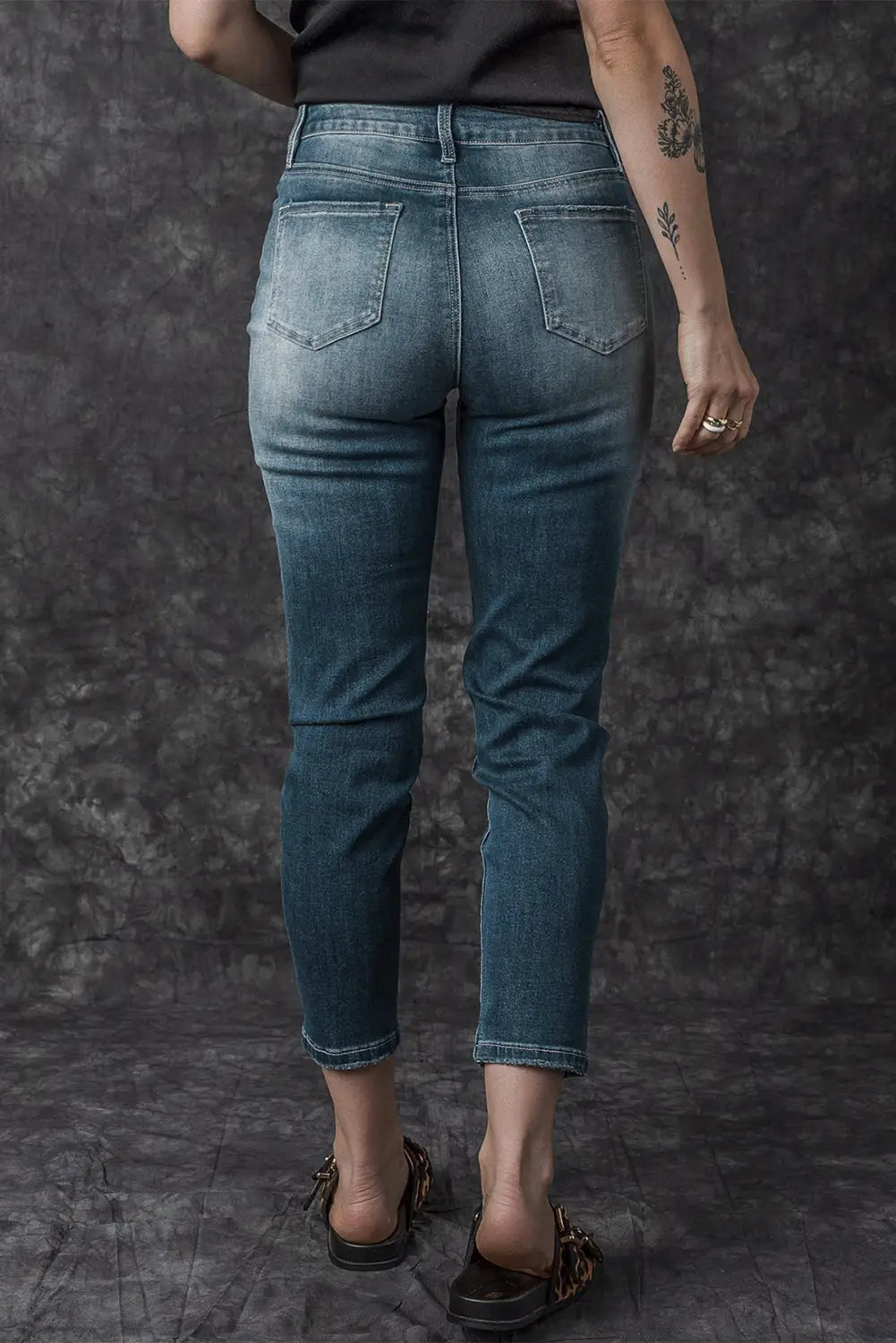Blue distressed ripped skinny jeans - bottoms