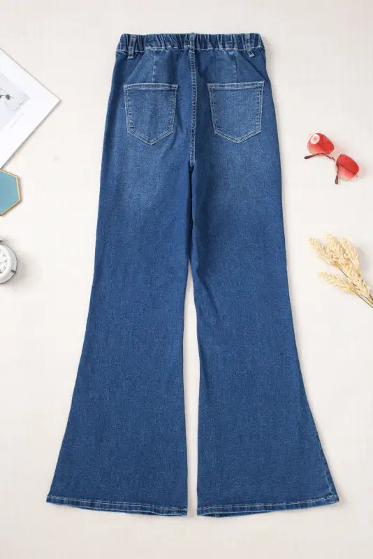 Blue elastic high waist flare jeans - bottoms