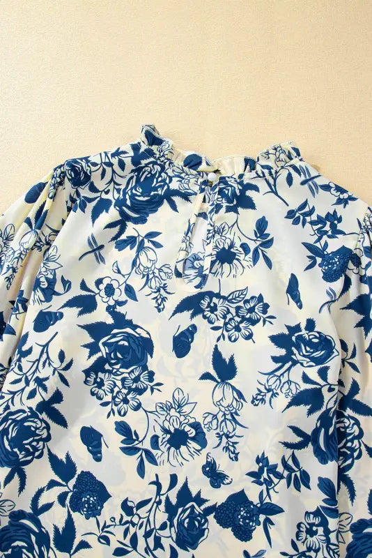 Blue flora flounce blouse | floral blouses | fashionfitz